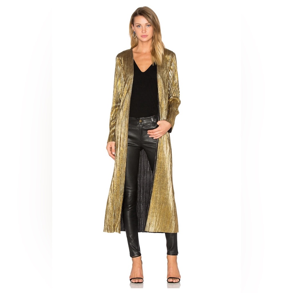 House of Harlow x Revolve Jodi Long Jacket in Gold